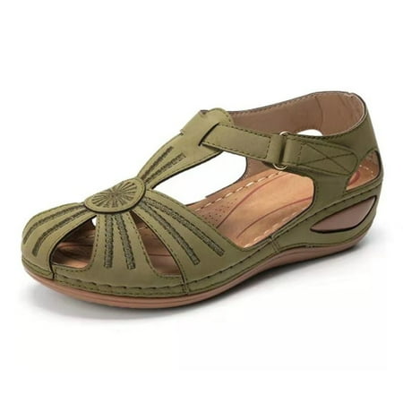 

Wefuesd Slippers For Women Clarks Sandals For Womenclarks Women S Ladies Girls Comfortable Ankle Hollow Round Toe Sandals Soft Sole Shoes Green 39