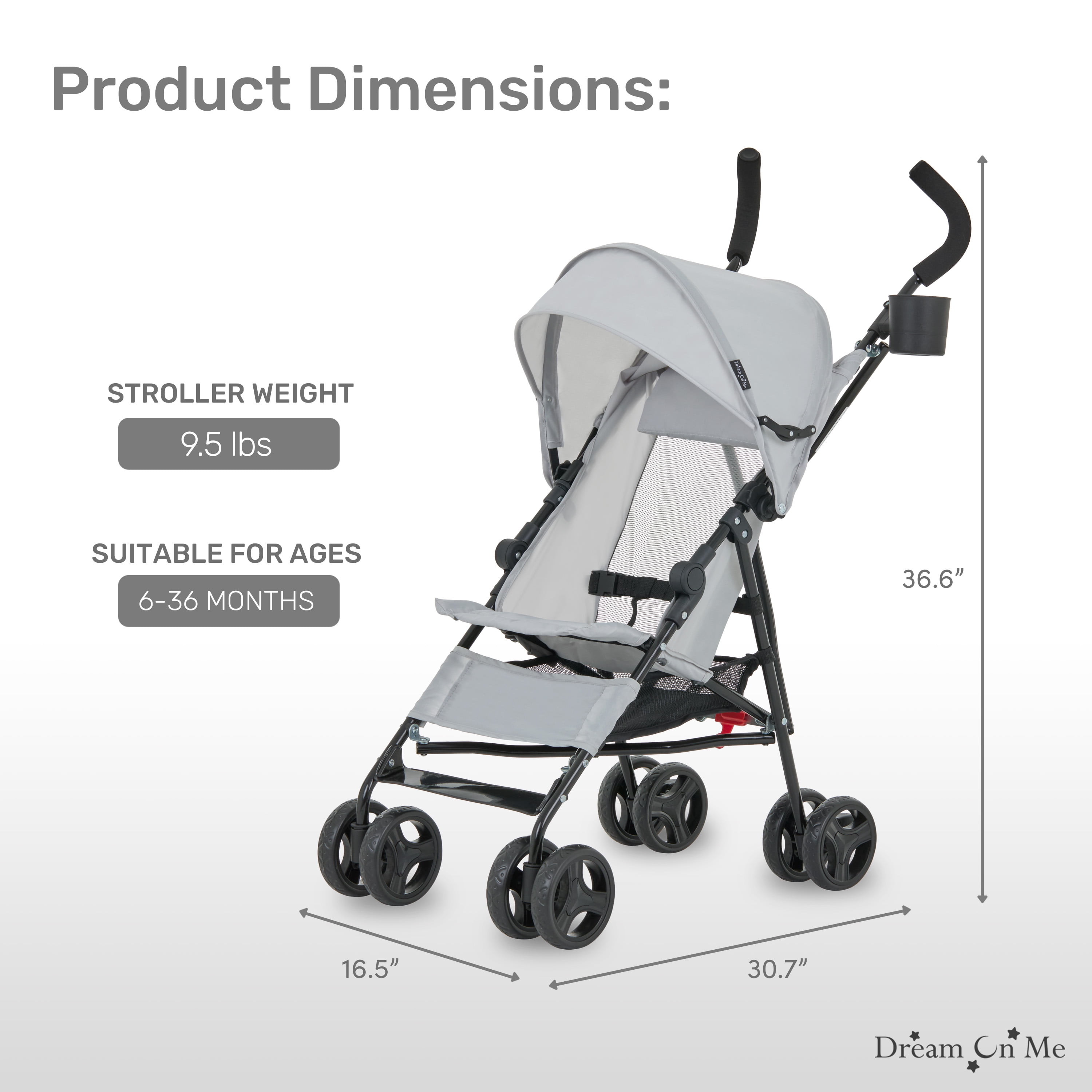 Dream On Me Rover Convenience Stroller, Gray