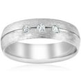 thumbnail image 1 of Mens Diamond 14K White Gold Brushed Wedding Ring Matte Wedding Band, 1 of 3