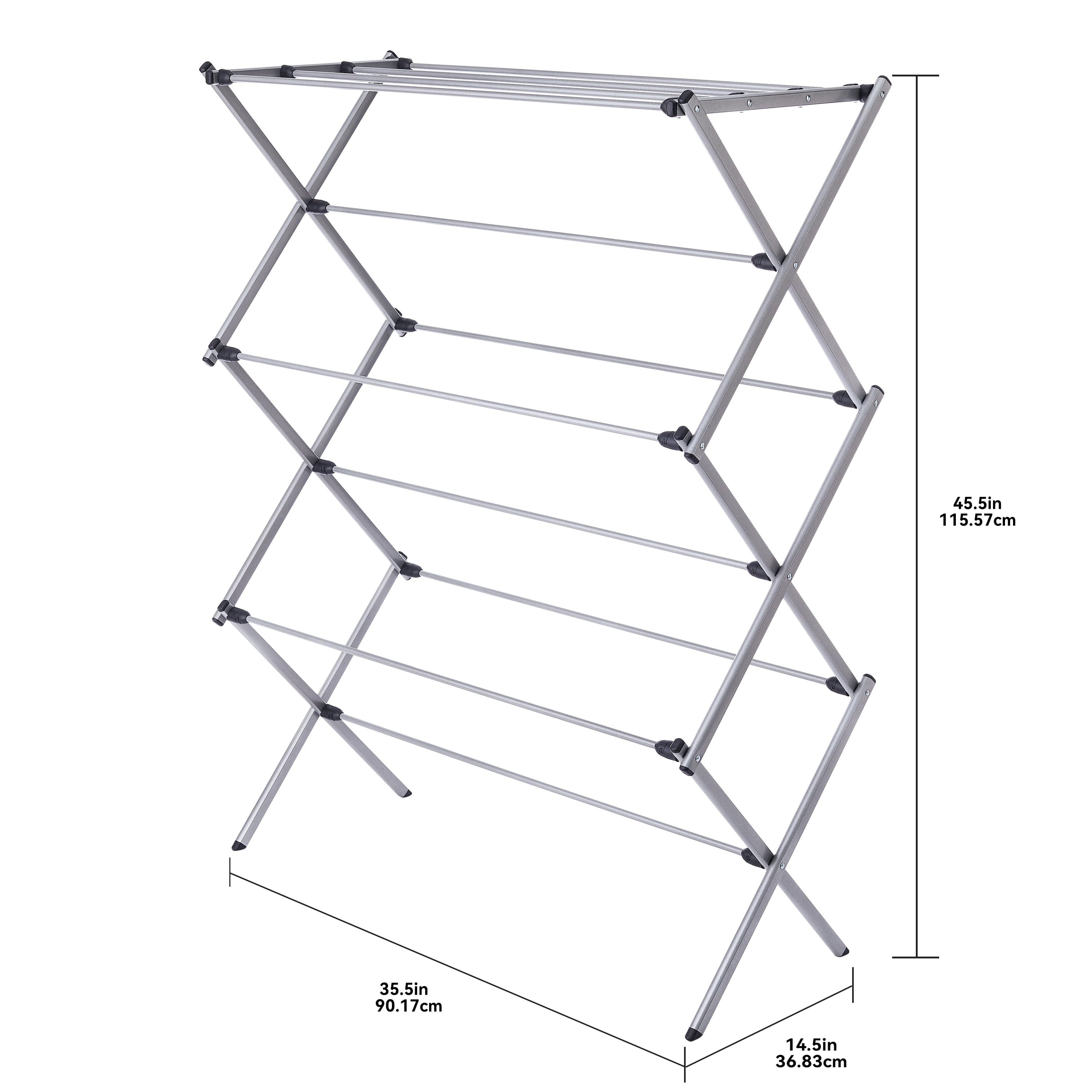 Mainstays Oversized Collapsible Steel Clothes Drying Rack, Silver