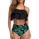thumbnail image 3 of Tempt Me Trajes de baño de dos piezas para mujer, bikini de cintura alta, con volantes y control de barriga, trajes de baño halter, 3 of 4