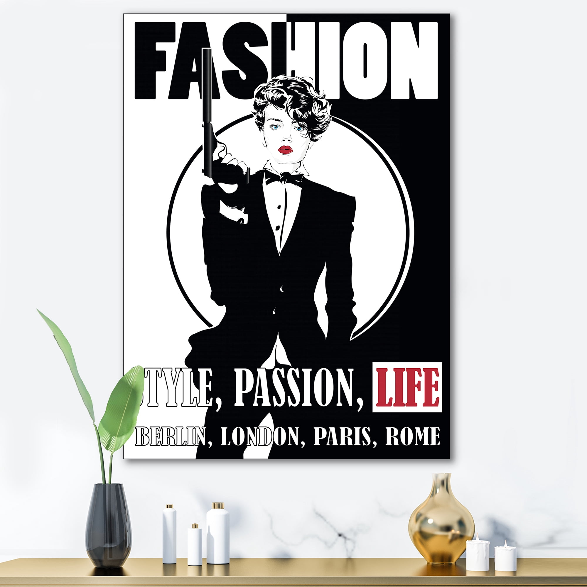 Designart ' Style Passion Life Fashion Woman II ' Vintage Canvas Wall Art Print