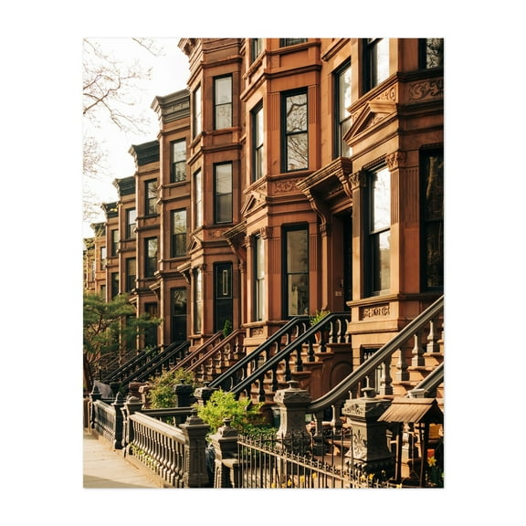 Park Slope Brownstones 03 - Brooklyn New York Photography Architecture City Street Photography Vintage Unframed Wall Art Print 8 x 10 inches
