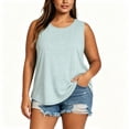 thumbnail image 2 of Josdec Women Plus Size Solid Round Neck Sleeveless Curved Hem Tank Top Soft Polyester Loose Casual Layering Vest Spring Summer Daily Loungewear Shirts L-5XL, 2 of 8