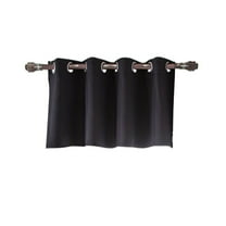 Small Window Grommet Top Blackout Curtain, Valance Window Topper for Bathroom, Short Straight Drape Valance,14 W X 29 L Inch, Black