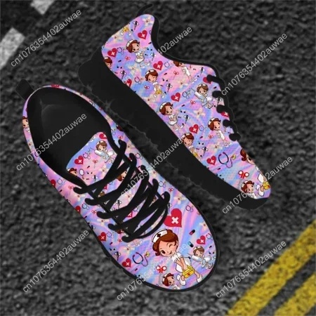 

Nurse Drawing Women s Shoes Rainbow Nursing Medical Lace Up Sport Sneaker Healthcare Design Casual Flats Shoes Lightweight