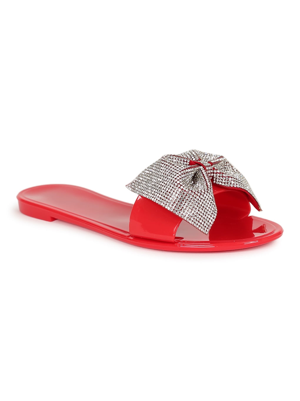 rhinestone bow jelly sandals