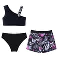 thumbnail image 4 of Alvivi Girls 3 Piece Swimsuits Sport Crop Top Bottoms Floral Printed Swimwear Bathing Suit Wetsuit Black 12, 4 of 7