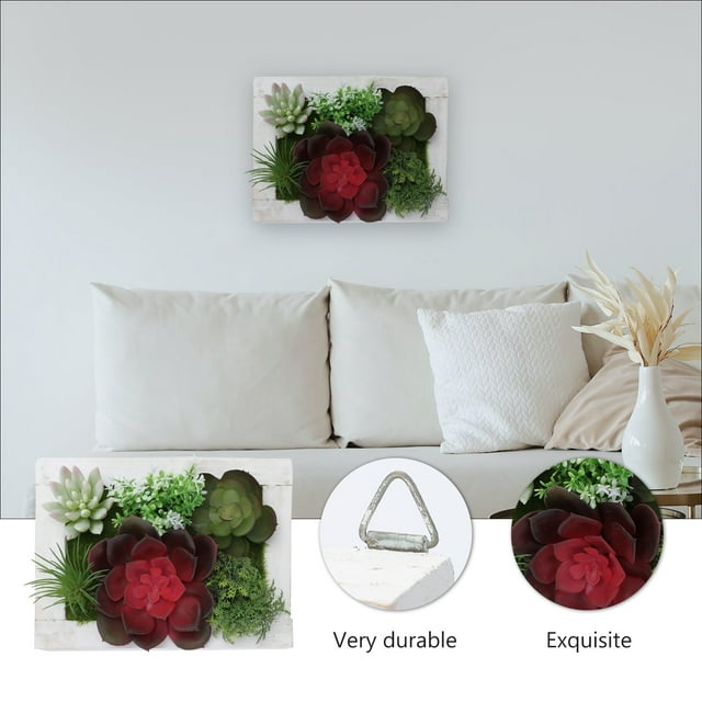 AURARMLET 1 Pc Artificial Succulent Plastic Picture Frame Wall Decor for Home Office Multi Color