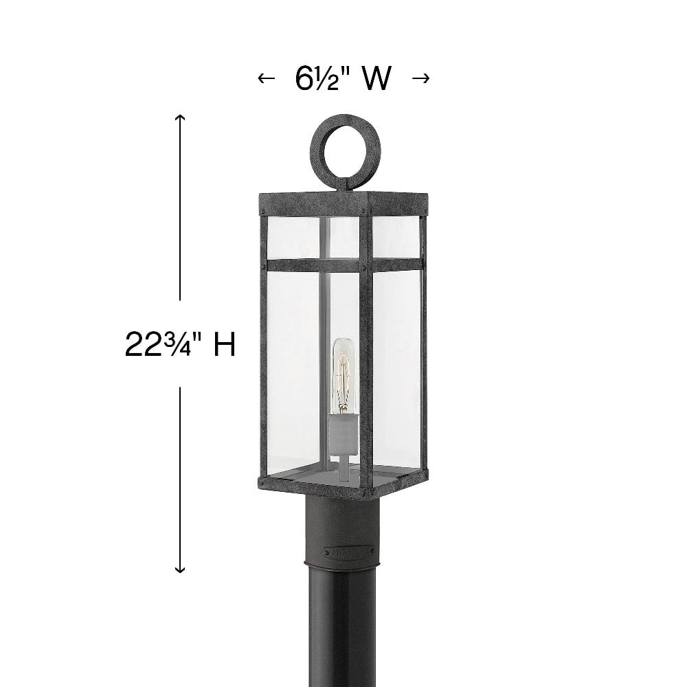 1 Light Medium Outdoor Post or Pier Mount Lantern in Transitional Style 6.5 inches Wide By 22.75 inches High-Aged Zinc Finish-E26 Medium Vintage Lamp