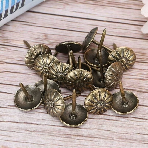 Vintage Thumb Tack For Wooden Handicraft, Charming Upholstery Nails Enhancing Furniture Decoration, Daisy Pattern Flower-Pattern Head Nails In Antique Bronze Finish, 500Pcs Of High-Quality Metal
