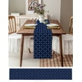 thumbnail image 6 of Table Runner Dresser Scarf 13 x 120 Inch White Diamond Lattice Navy Blue Retro Plaid Texture Table Runners Non-Slip Heat Kitchen Dining Table Decor for Indoor Outdoor Home Party Decoration, 6 of 7