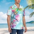 thumbnail image 3 of Pofeuu Dragonfly Floral Print Hawaiian Shirt for Men Sleeves Casual Button Down Summer Beach Dress Shirts T-Shirts,Small, 3 of 7