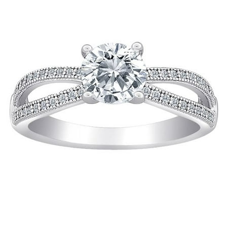Majestic Sterling Silver Micropave Open Arms Round CZ Ring