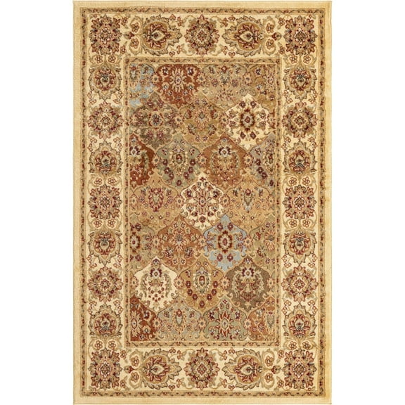 Unique Loom Voyage Collection Area Rug - Athens (5' 3" x 8' Rectangle Cream/Light Blue)