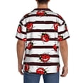 thumbnail image 5 of Naloa Ladybugs on Black and White Striped1 Men's Loose Fit Cuban Collar Short-Sleeve Shirt with Button-down and Chest Pocket for Everyday Wear Outings - 3X-Large, 5 of 7