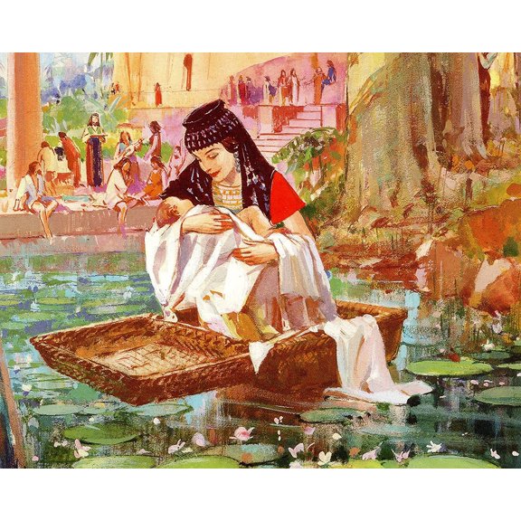Catholic print picture - MOSES IN BASKET P - 8" x 10" ready to be framed