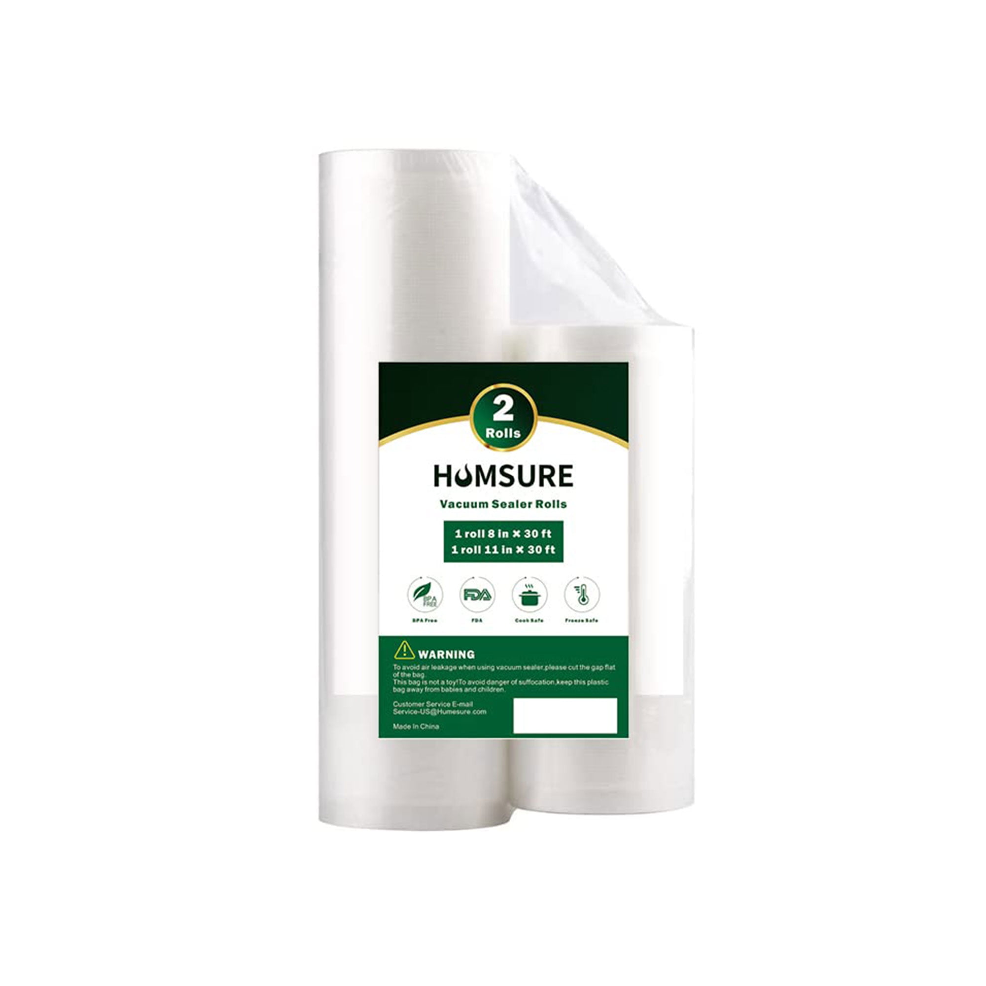 Humsure Vacuum Sealing Bag, 1 Roll Of 11 "X 30 'And 1 Roll Of 8" X 30