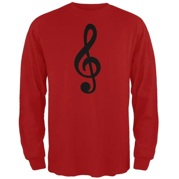 Treble Clef Red Adult Long Sleeve T-Shirt - 2X-Large