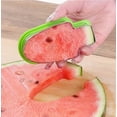thumbnail image 1 of Rebanador de sandía y molde for paletas de acero inoxidable, cortador manual de frutas con mango verde for refrigerios y fiestas de verano, 1 of 6