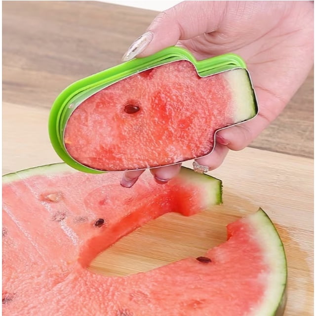 Rebanador de sandía y molde for paletas de acero inoxidable, cortador manual de frutas con mango verde for refrigerios y fiestas de verano
