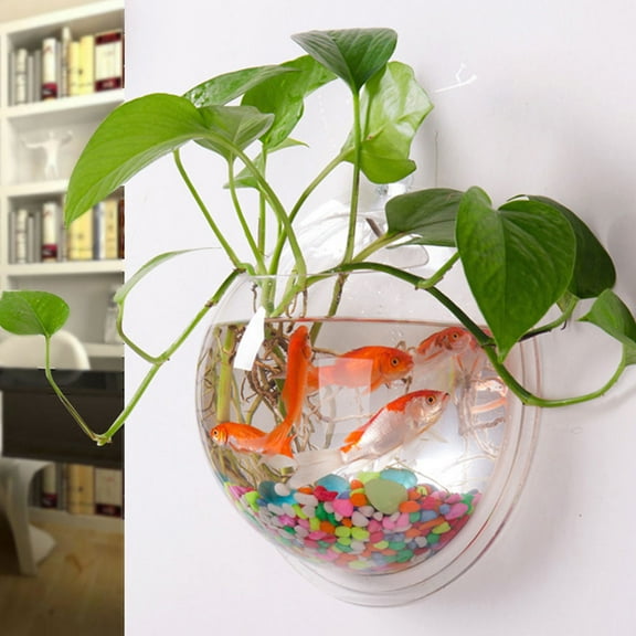 FOLOYORI Hydroponic Wall-Mounted Fish Bowl Acrylic 1Pcs