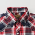 thumbnail image 6 of Coevals Club Mens Pearl Snap Plaid Western Cowboy Button Up Short Sleeve Shirts Navy Red White 37 X-Large, 6 of 7