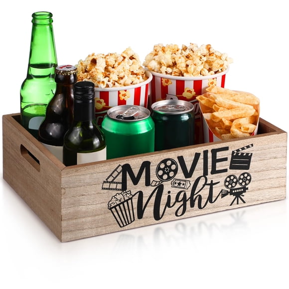 Organizador de aperitivos Tray GlikCeil Movie Night de madera, 30 x 22 x 9 cm