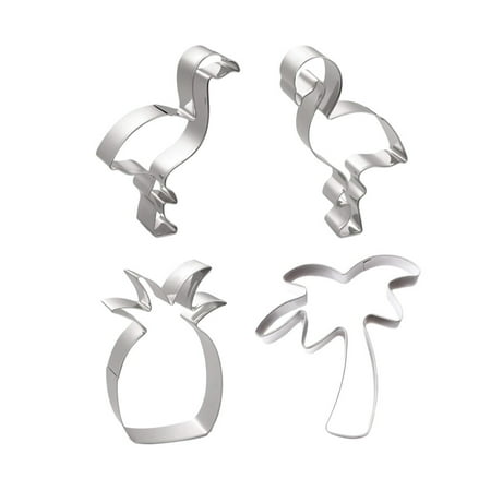 

PATKAW 4pcs Flamingo Cookie Cutters Stainless Steel Cake Mould Fondant Biscuit Cutters DIY Pineapple Coconut Tree Cake Decorating Tools