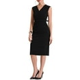 thumbnail image 4 of INSPIRE CHIC Robe Fourreau pour Femme Sans Manches à Col en V Tenue de Travail Ceinture Robes Crayon S Noir, 4 of 6
