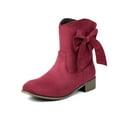 thumbnail image 6 of Viluyesy Womens Mid Calf Boots, Pull-On Chunky Heels Suede Leather Fall Winter Dress Boots Red, 6 of 8