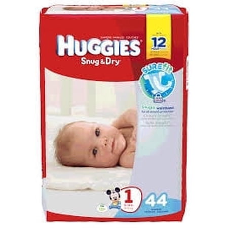 Huggies Snug & Dry Baby Diapers, Size 1, 44 Ct, Jumbo Pack