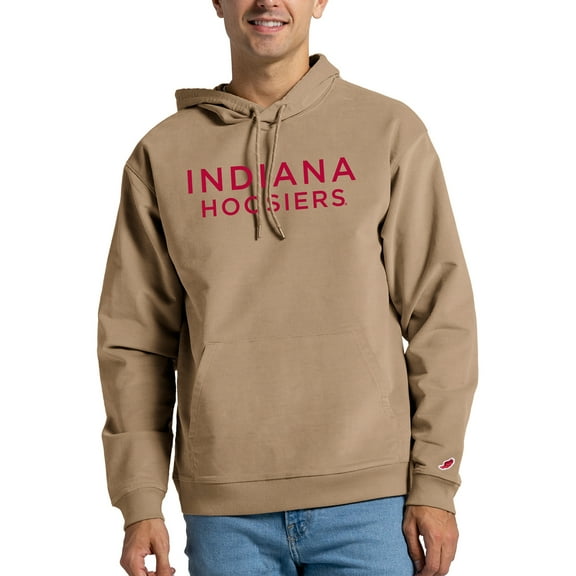 Men's League Collegiate Wear Tan Indiana Hoosiers Stretch Corduroy Pullover Hoodie
