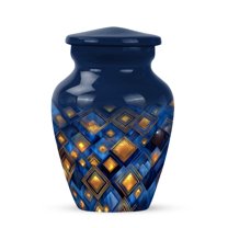 JAGASY Blue Decorative Urn for Ashes Adult Male - Small Urns for Human Ashes Keepsake - Funeral Urn for Brother - Mini Cremation Urns for Siblings - (3 Inch)