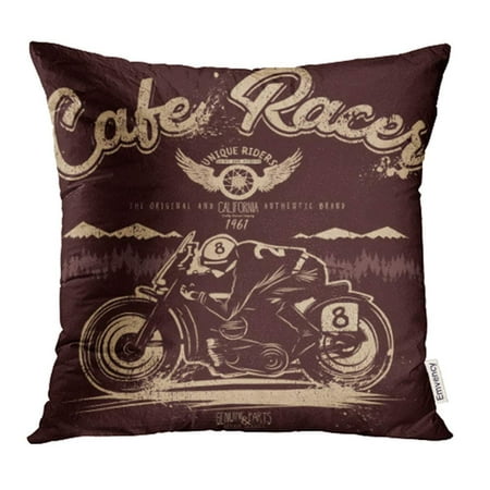 ARHOME Biker Cafe Racer Graphics for The Cool Guys Motorbike Motorcycle Badge Bike Pillow Case Pillow Cover 18x18 inch Throw Pillow (Best Cafe Racer For Beginner)