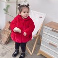 thumbnail image 4 of Vedolay Casual Tops for Girl Girls Cozy Jacket Fall Winter Casual Fuzzy Outwear Coat,Red 18-24 Months, 4 of 5