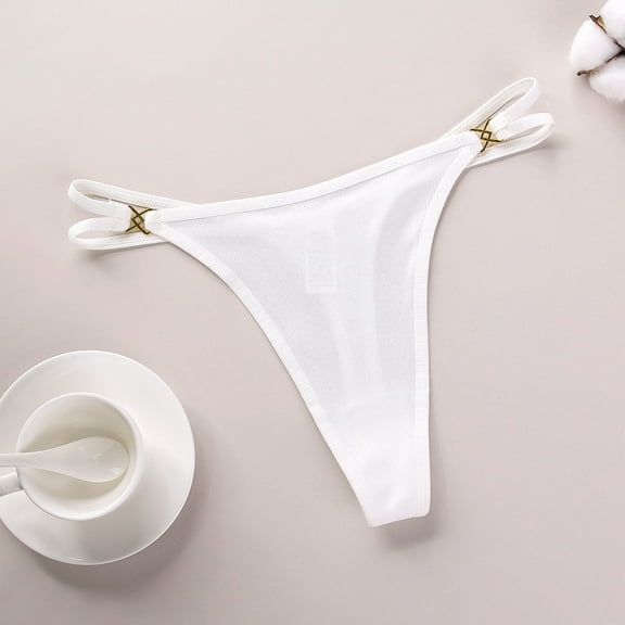 Sunvit-Panties Womens Thong Underwear, Comfortable Soft Stretch Nylon Spandex, Seamless No Show for Daily Wear, White, Size XL