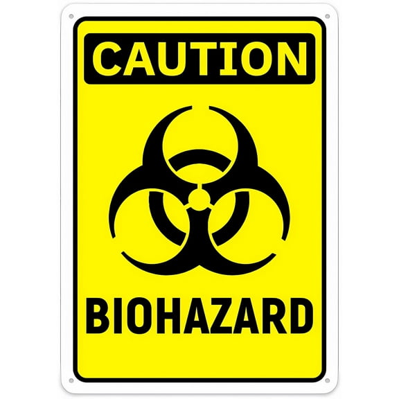 Caution Biohazard Sign, 8"x12" Metal Tin Wall Decor, Funny Poster Plate for Shop Yard Man Cave Garage Outdoor