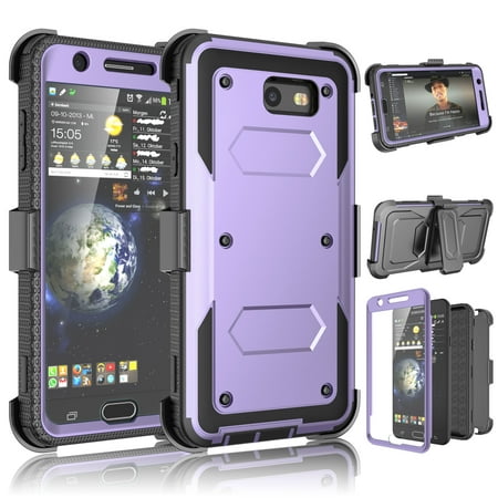 Tekcoo Galaxy J7 Sky Pro Case, J7 V/J7V/J7 Perx/Halo/Prime Holster Clip, [TShell] [Built-in Screen] Locking Secure Swivel Belt Kickstand Phone Cover Full Body Case Cover For Samsung J7 2017 [Purple]