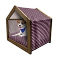 thumbnail image 1 of Checkered Pet House, Crosswise Striped Mosaic Pattern Squares Retro Style Feminine Design, Outdoor & Indoor Portable Dog Kennel with Pillow and Cover, 5 Sizes, Pink Pale Pink Black, by Ambesonne, 1 of 5