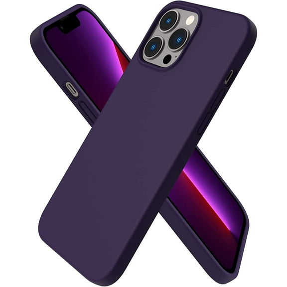 Compatible with iPhone 13 Pro Max Case 6.7", Slim Liquid Silicone 3 Layers Full Covered Soft Gel Rubber Case Cover 6.7 inch-Dark Purple