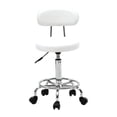 thumbnail image 4 of Hassch Swivel Round Rolling Stool, Adjustable PU Leather Padded Seat with Backrest & Footrest, Task/Work/Drafting Chair, Easy to Assemble (White), 4 of 10
