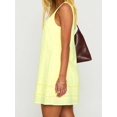 thumbnail image 4 of Yellow Loose Mini Dress With Lace Trim Square Neck Sleeveless Casual Summer Dress For Beach Club Streetwear, 4 of 7