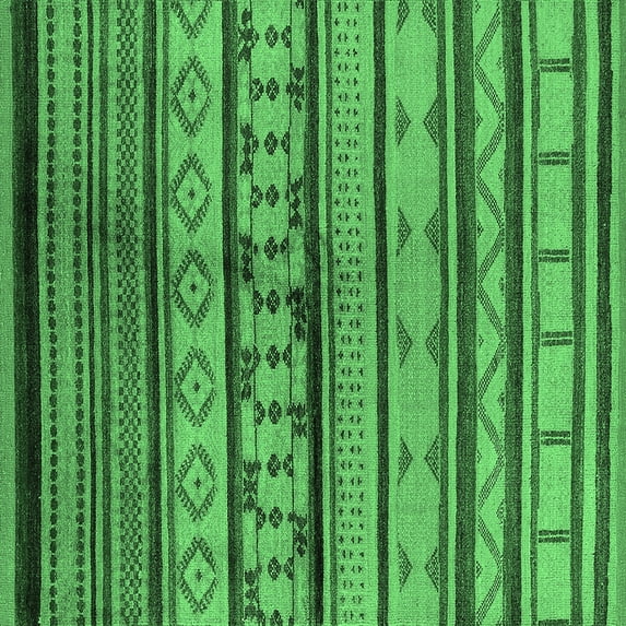 Ahgly Company Indoor Square Southwestern Emerald Green Country Area Rugs, 3' Square