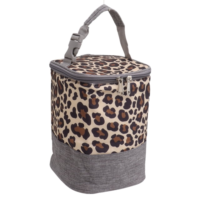 Bolsa aislante para biberones, impermeable, portátil, calentador de leche materna, bolsa enfriadora con asa para viaje, estampado de leopardo de 3L