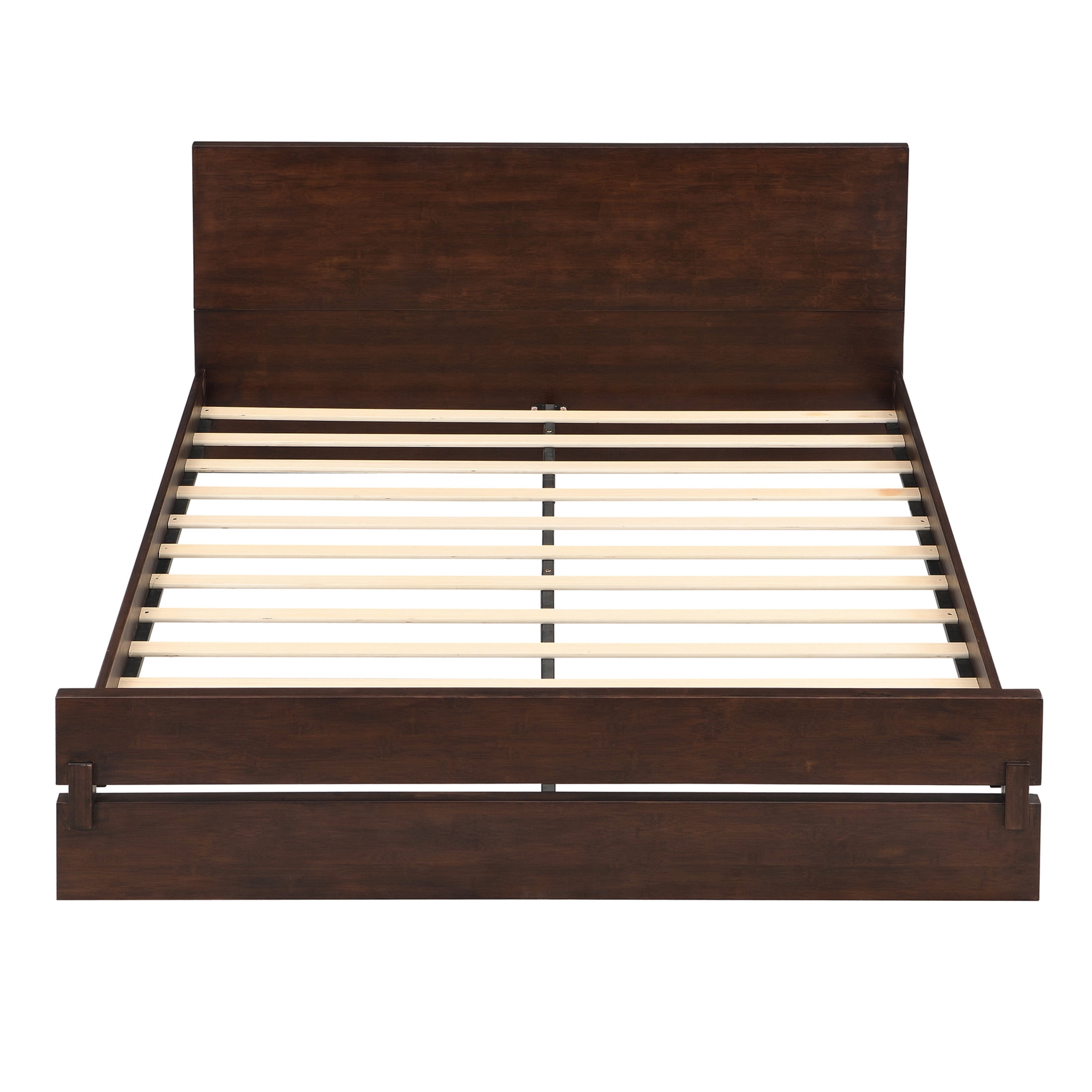 Christopher Knight Home Queen Size Solid Bamboo Platform Bed Frame, Minimalist Design, Chocolate