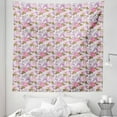 thumbnail image 1 of White Boho Tapestry, Spring Floral Fantasy Season Roses Buds Flourishing Nature Foliage, Fabric Wall Hanging Decor for Bedroom Living Room Dorm, 5 Sizes, Fawn Pink and Lilac, by Ambesonne, 1 of 1