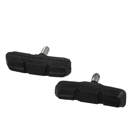 Pair Soundless Rubber Bike Brake Pads Replacement for Mountain Bicycle Silver Tone Black