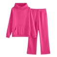 thumbnail image 4 of Soyumi Oversized Winter Clothing Going Out Y2K French Tracksuits Hoodie and Pants Cozy Pajama Sweatshirt and Loose Pants Fashion Clothing Silk Long Sleeve tops and Pants Soft Tunic tops, Hot Pink, 4 of 8