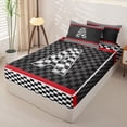 thumbnail image 2 of Homewish Racing Flag Zipper Twin Comforter Sets with Fitted Sheet and 2 Pillowcases for Kids Boys, Monogrammed A Zipper Bedding Set,4-Piece, Black Reversible, 2 of 6